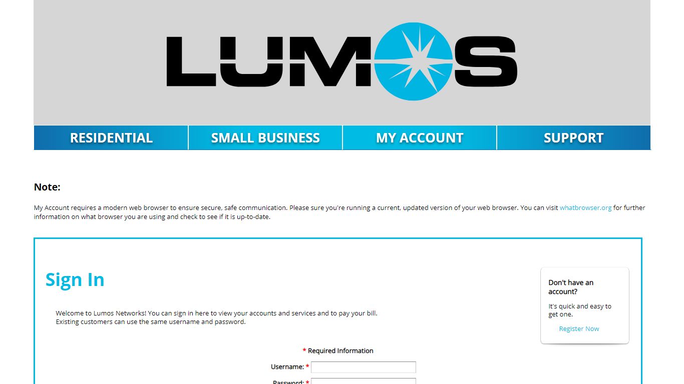 My Account | Lumos Networks Residential & Small Business